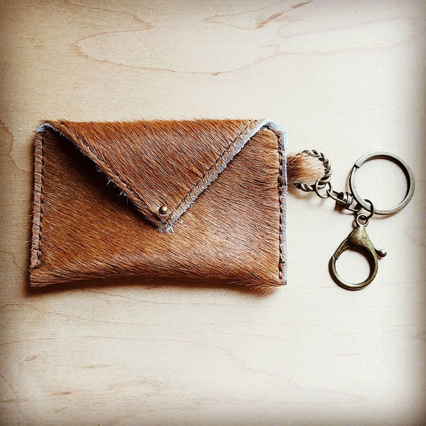 Sierra Credit Card Wallet-Brown Tan Hair on Hide