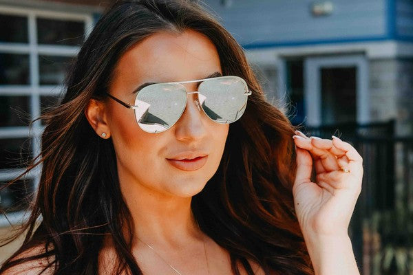 Black/Silver Unisex Aviator Sunglasses