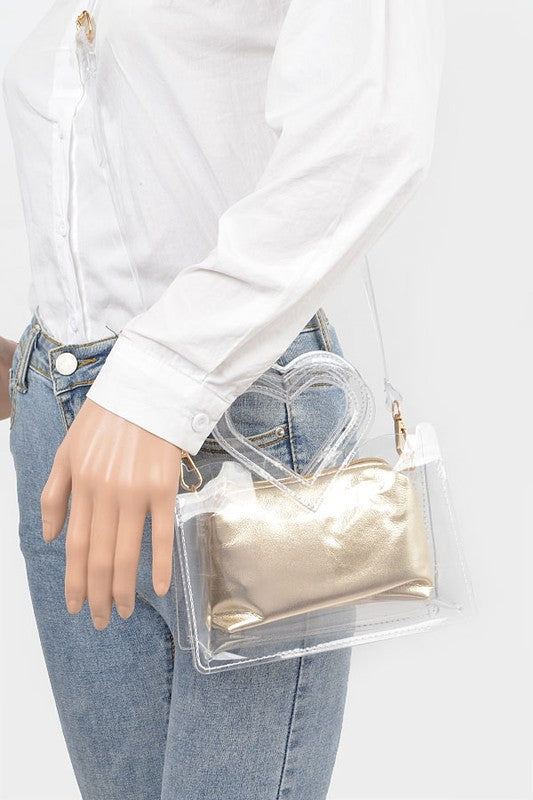 Heart Shape Handle Stadium Transparent Bag Set