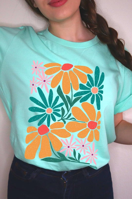 Boho Abstract Floral Graphic T Shirts