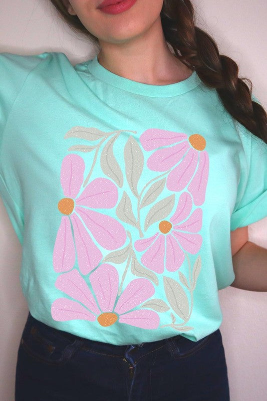 Boho Abstract Floral Graphic T Shirts