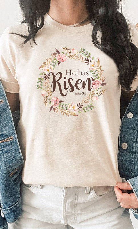 Floral He Has Risen Easter PLUS Graphic Tee T-Shirt