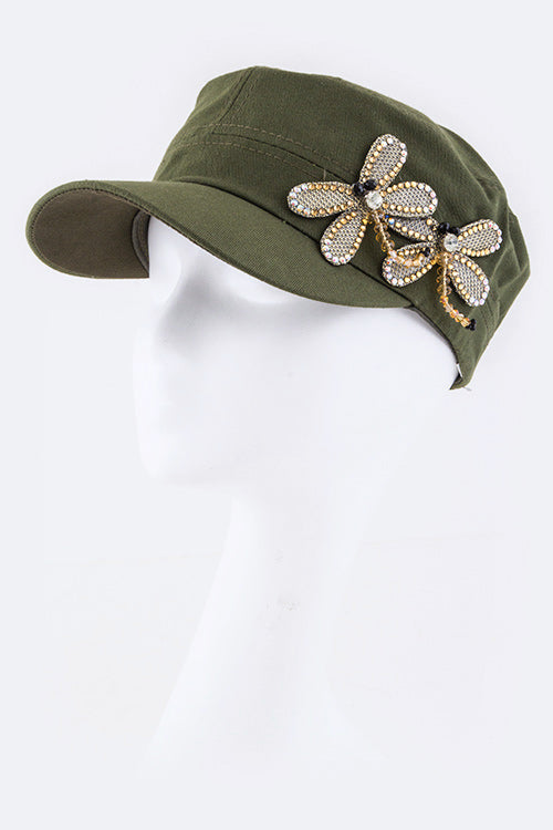 Beaded Dragonfly Cotton Cadet Hat