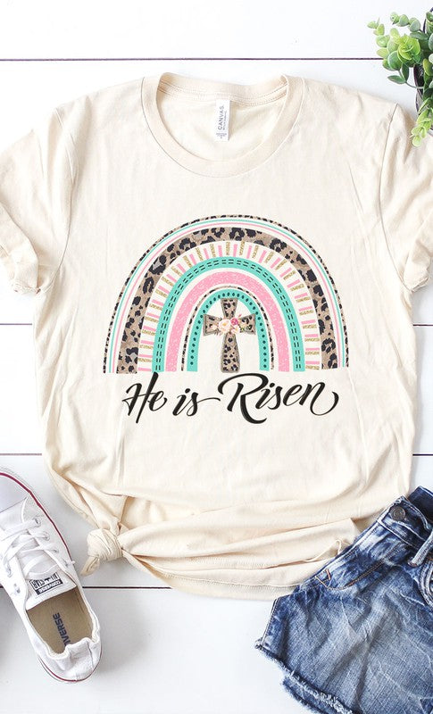 He Has Risen rainbow cross Graphic Tee T-Shirt