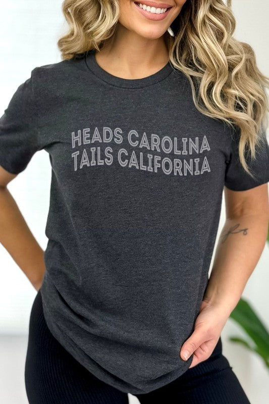 Heads Carolina Tails California Trip Graphic Tee T-Shirt