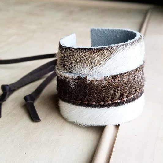 Leather Cuff Adjustable Tie-Hair Light Brindle
