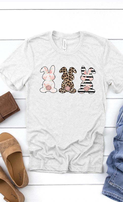 Floral Easter Bunnies Graphic Tee T-Shirt