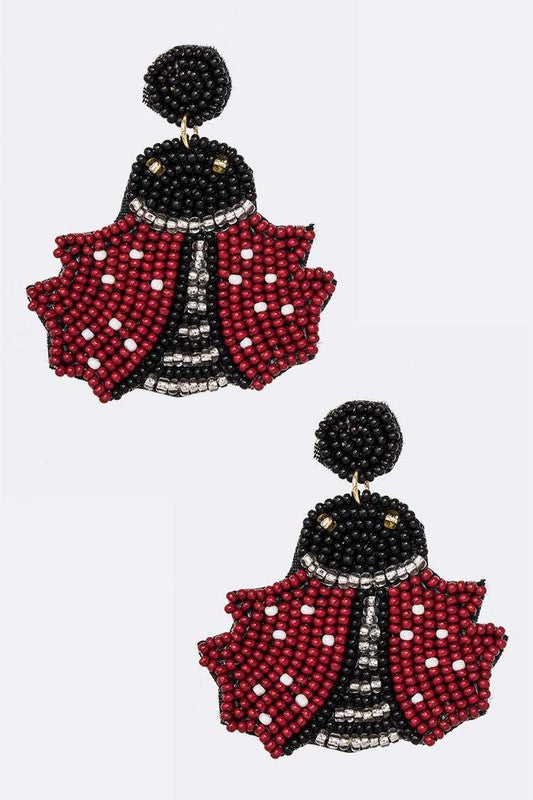 Lady Bug Beaded Iconic Earrings
