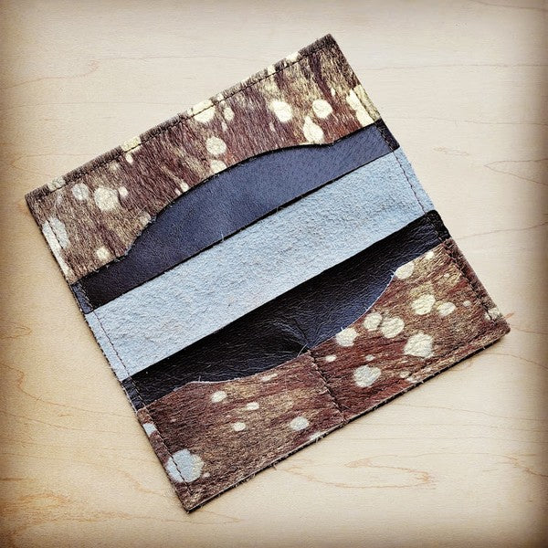Hair-on-Hide Leather Wallet-Brown Metallic