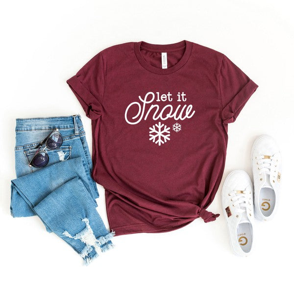 Let It Snow Snowflake Short Sleeve Graphic Tee