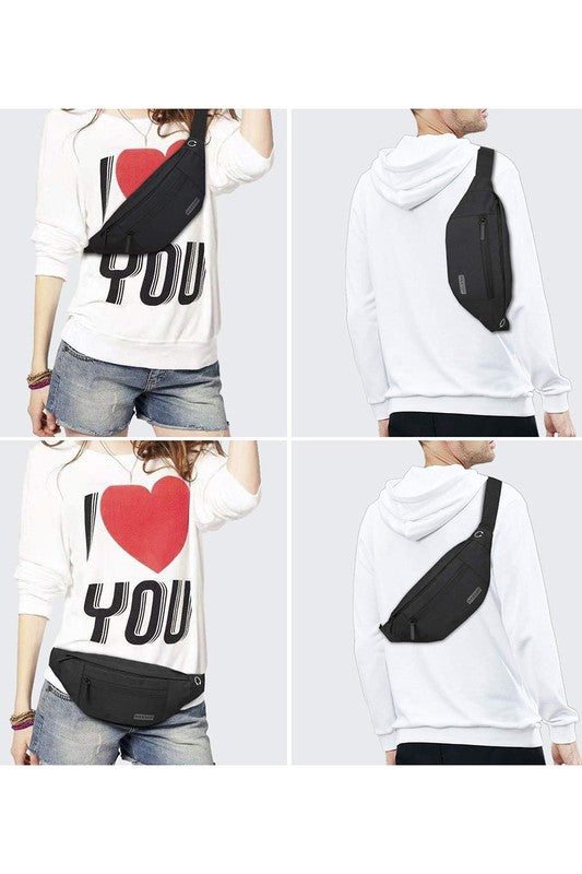 Large Crossbody Fanny Pack with 4-Zipper Pockets