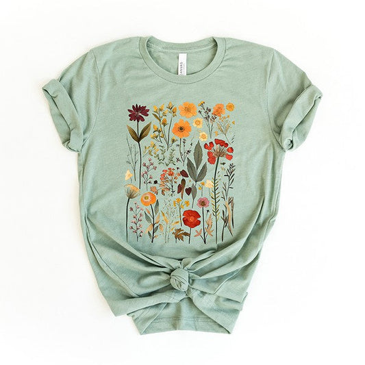 Vintage Pressed Flowers Short Sleeve Graphic Tee