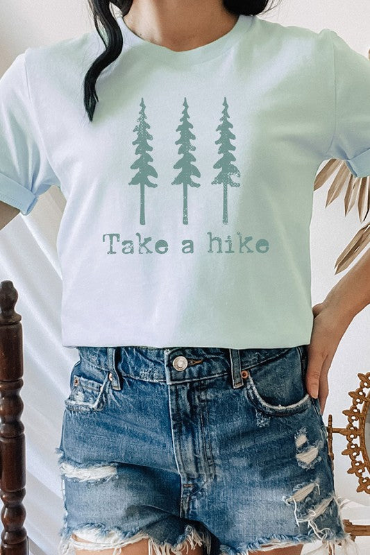 Pine Trees Take A Hike Summer Trip Graphic Tee T-Shirt