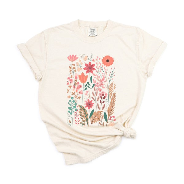 Pastel Wildflowers Garment Dyed Tee