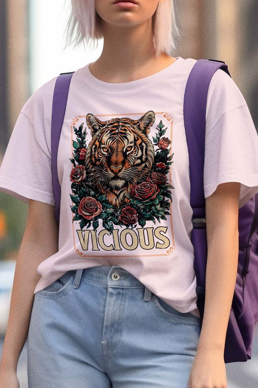 Vicious Tiger and Roses Vintage Graphic Tee