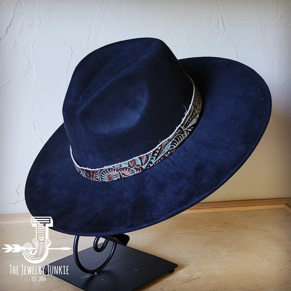 Turquoise Floral Western Leather Band W/Choice Hat