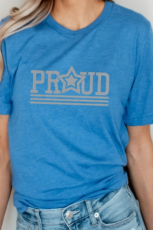 Proud Patriotic Star July Fourth Graphic Tee T-Shirt
