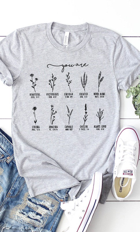 You Are Inspirational Floral Graphic Tee T-Shirt