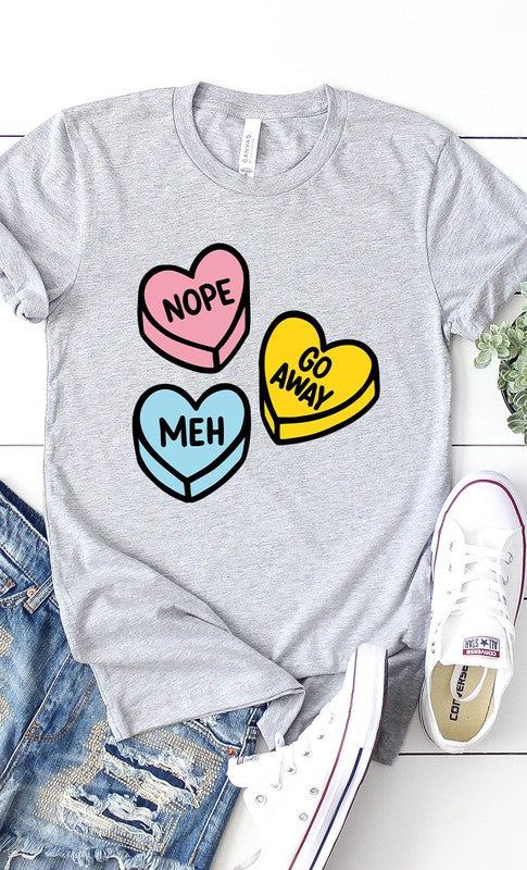 Sarcastic Candy Hearts Graphic Tee T-Shirt PLUS