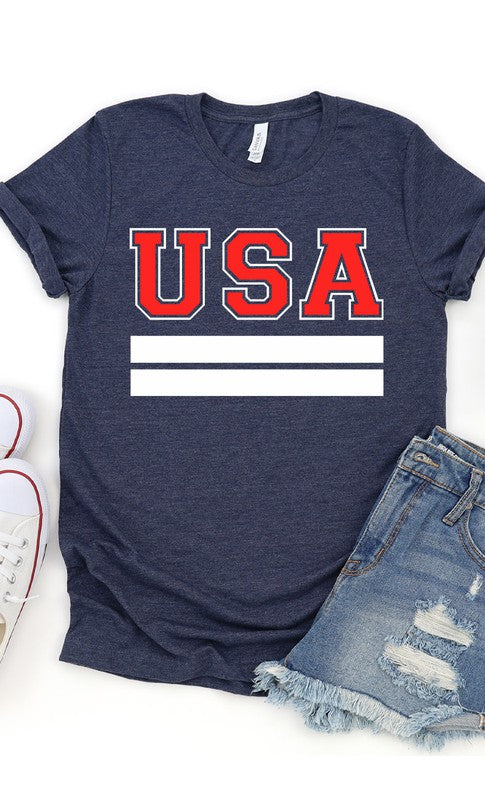 Retro Varsity USA Plus Size Graphic Tee T-Shirt
