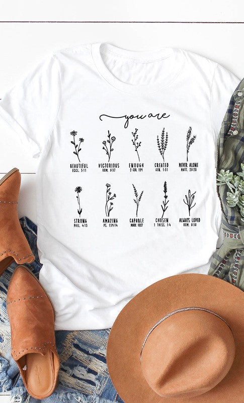 You Are Inspirational Floral Graphic Tee T-Shirt
