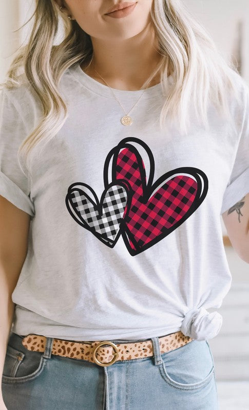 Plaid Heart Valentines PLUS SIZE Graphic Tee T-Shirt