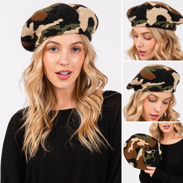 Camouflage Print Tam Beret