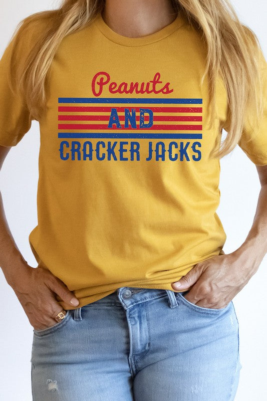 Peanuts And Cracker Jacks Baseball Graphic Tee T-Shirt