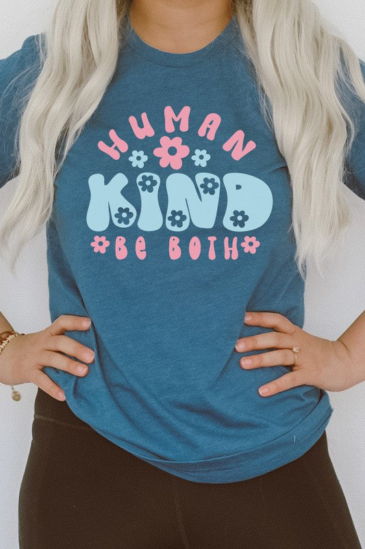 Human Kind Be Both Spring Floral Graphic Tee T-Shirt