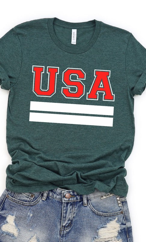 Retro Varsity USA Plus Size Graphic Tee T-Shirt