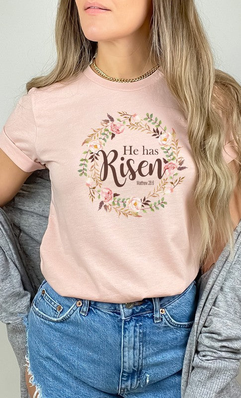 Floral He Has Risen Easter PLUS Graphic Tee T-Shirt