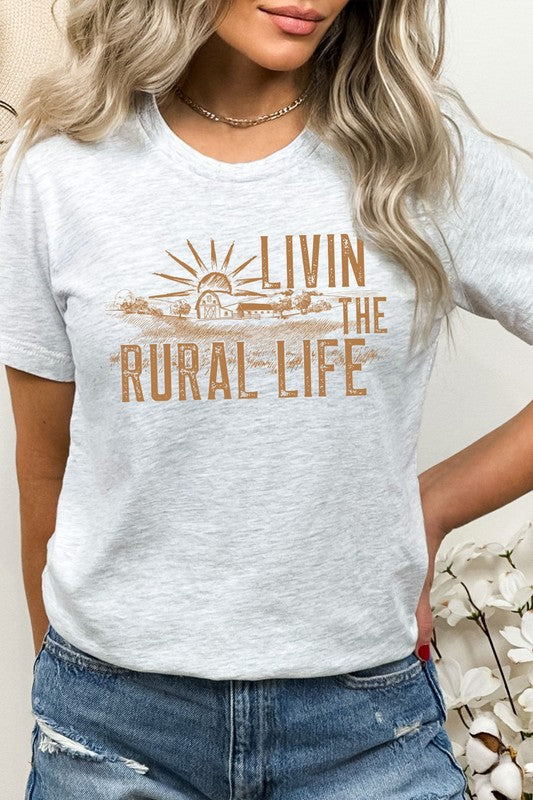 Livin The Rural Life Western Farm Graphic Tee T-Shirt