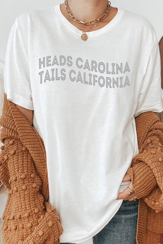 Heads Carolina Tails California Trip Graphic Tee T-Shirt