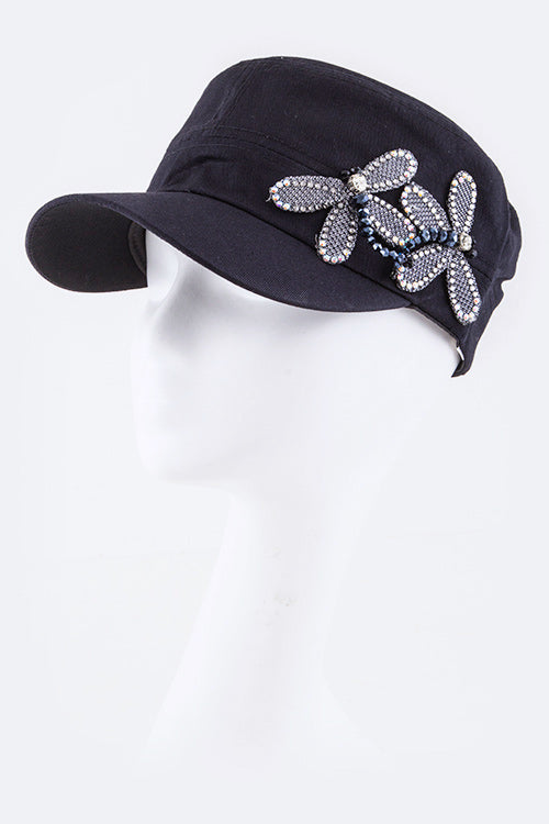 Beaded Dragonfly Cotton Cadet Hat