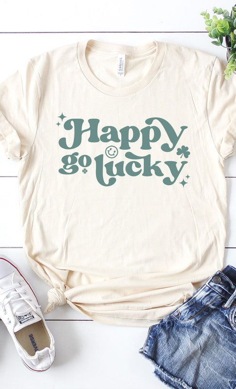 Vintage Happy Go Lucky Graphic Tee T-Shirt PLUS
