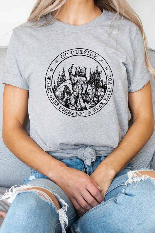 Go Outside Worst Case Scenario Summer Graphic Tee T-Shirt