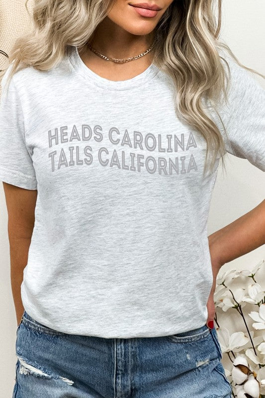 Heads Carolina Tails California Trip Graphic Tee T-Shirt