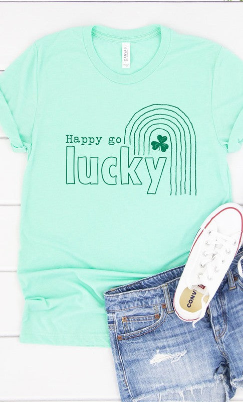 Happy Go Lucky Rainbow Graphic Tee T-Shirt