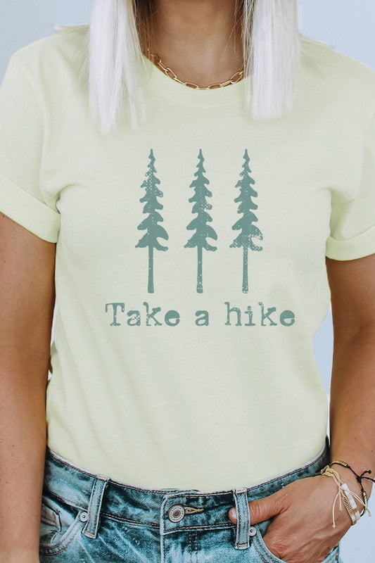 Pine Trees Take A Hike Summer Trip Graphic Tee T-Shirt