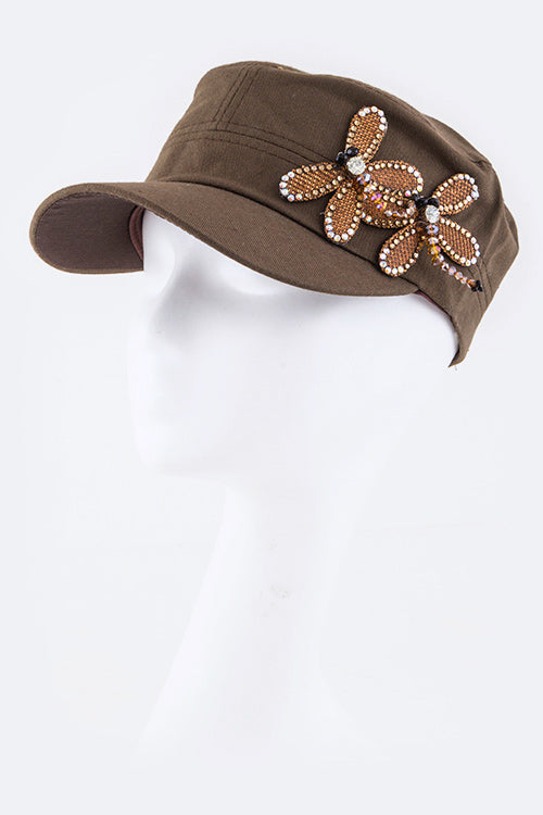 Beaded Dragonfly Cotton Cadet Hat