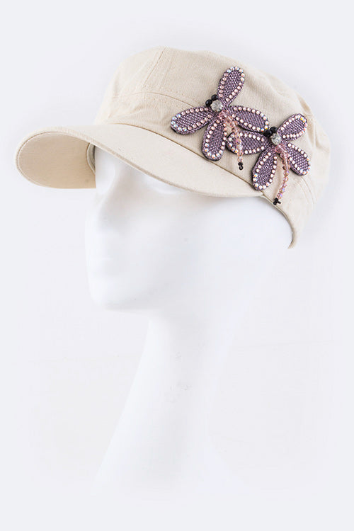 Beaded Dragonfly Cotton Cadet Hat
