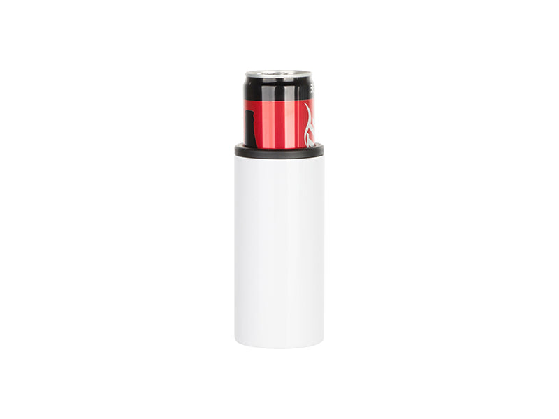 16oz Blank Sublimation Can Cooler With 2 screw on Lids Straight White Tumbler Stainless Double Insulated