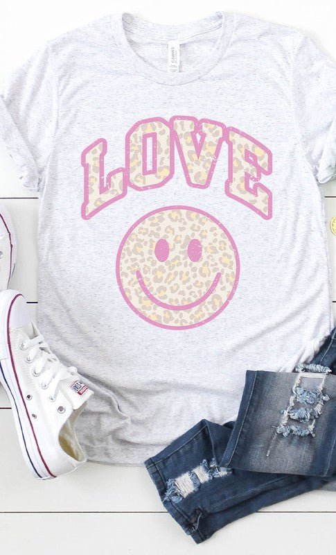 Retro Love Smiley Face Graphic Tee T-Shirt PLUS