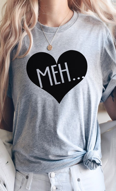 Meh Black Heart Valentines PLUS SIZE Graphic Tee T-Shirt