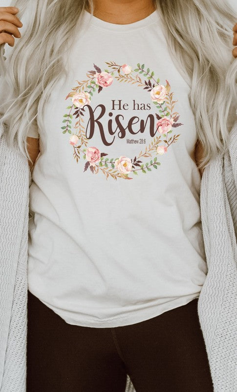 Floral He Has Risen Easter PLUS Graphic Tee T-Shirt