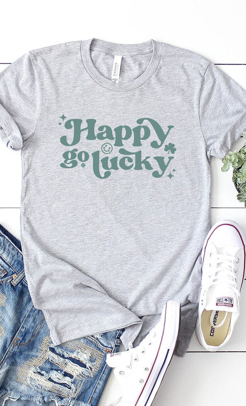Vintage Happy Go Lucky Graphic Tee T-Shirt PLUS