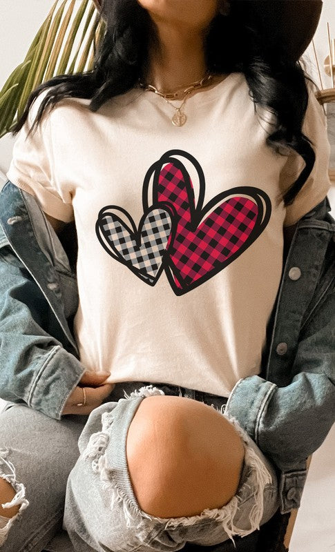 Plaid Heart Valentines PLUS SIZE Graphic Tee T-Shirt