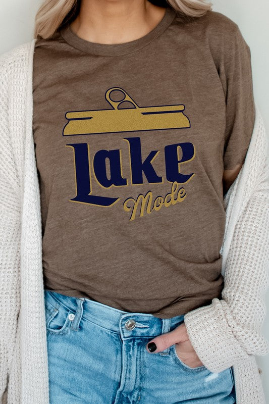 Lake Mode Beer Can Summer Vacation Graphic Tee T-Shirt