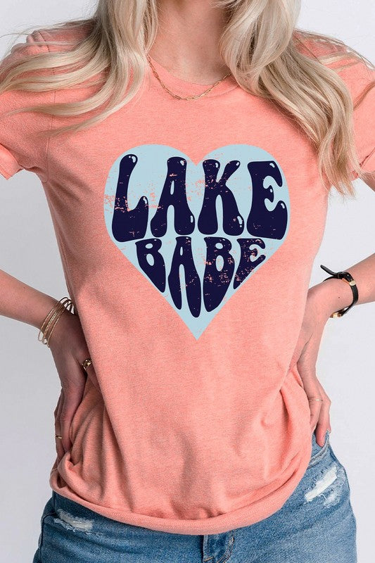 Lake Babe in Heart Water Vacation Graphic Tee T-Shirt