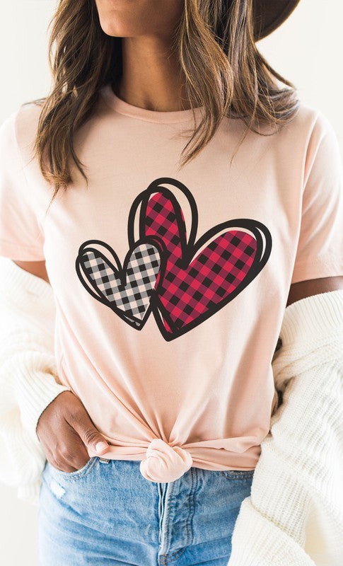 Plaid Heart Valentines PLUS SIZE Graphic Tee T-Shirt